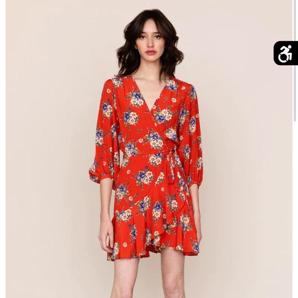 Yumi Kim Love wins daisy bouquet red floral wrap dress